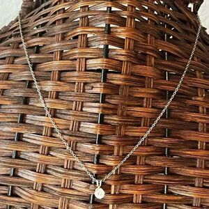 Beautiful large CZ pendant necklace on silver tone chain